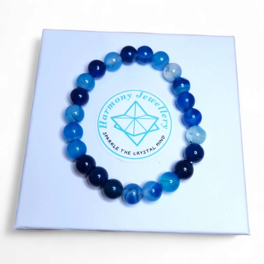 8 mm Blue Lace Agate Bracelet